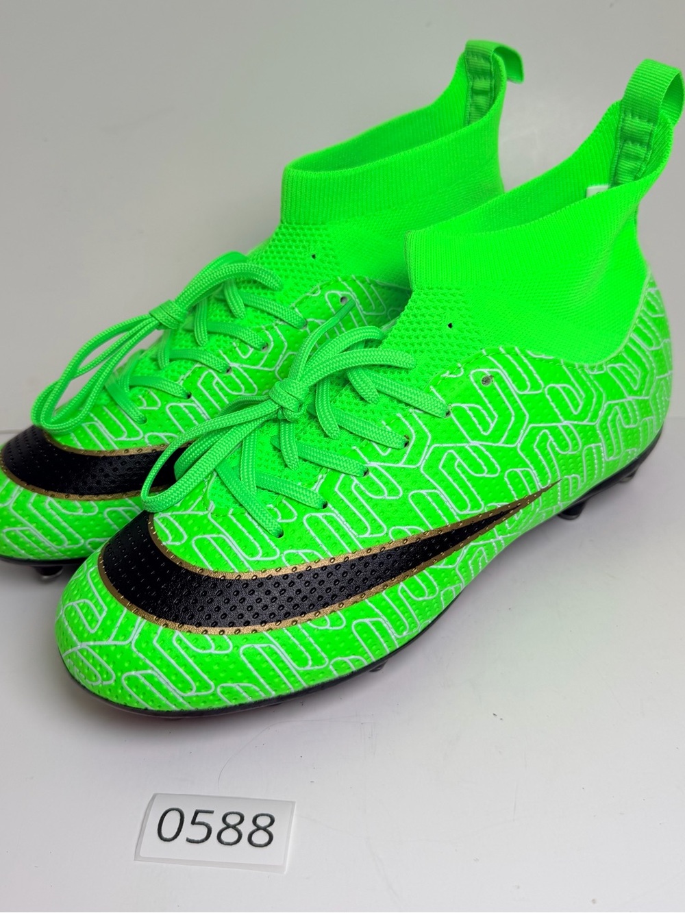 Neon Green Soccer Cleats with Black Swoosh 4.5Y